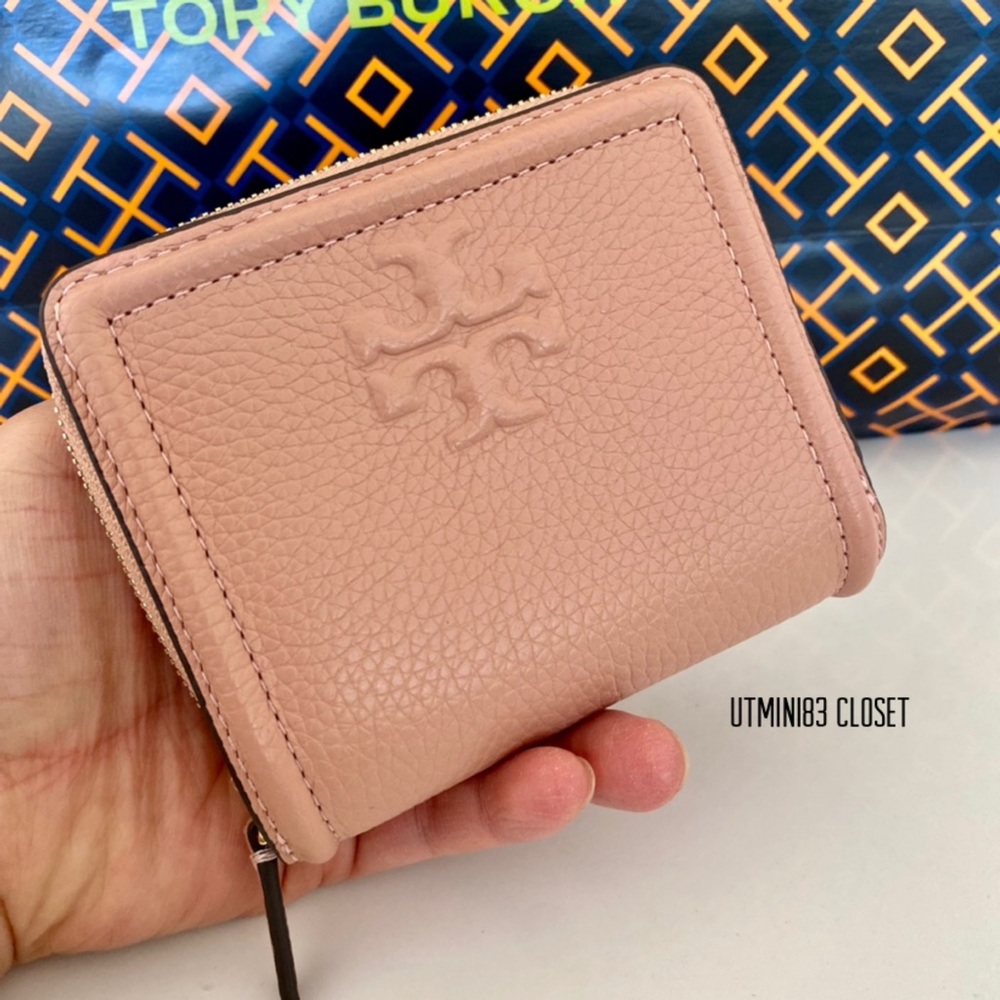 🍀🌱NEW🌱Tory Burch Thea Bi Fold wallet/pink moon/leather - Picture 4 of 9
